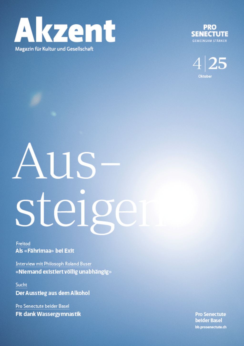Titelblatt Akzent Magazin Nr. 4 2025 Oktober «Aussteigen»
