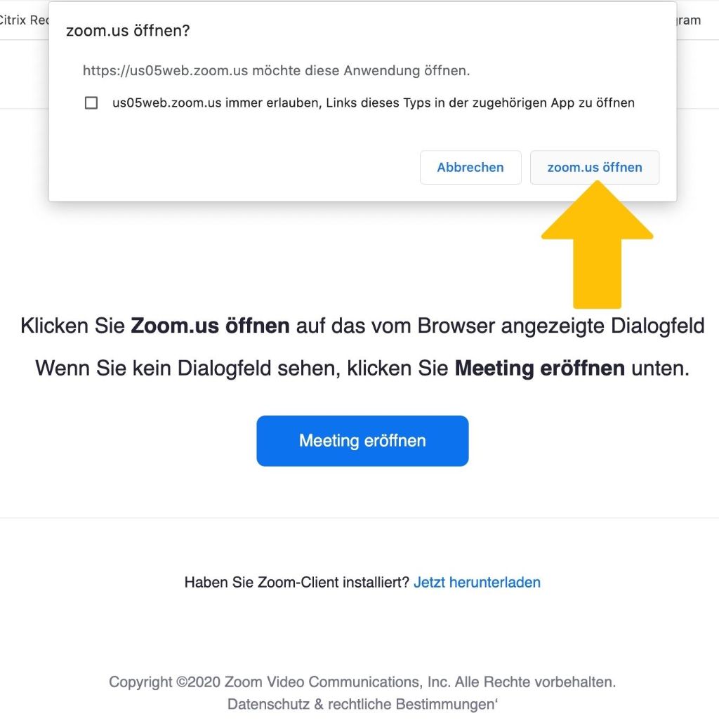 Anleitung zum Beitreten eines Zoom Meetings.